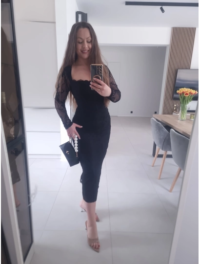 Sukienka koronkowa czarna midi M