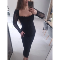 Sukienka koronkowa czarna midi M