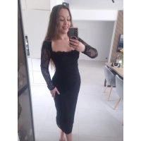 Sukienka koronkowa czarna midi M