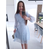 Sukienka koronkowa elegancka midi błękit M L XL