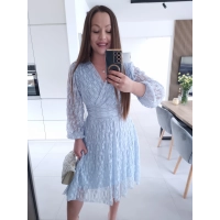 Sukienka koronkowa elegancka midi błękit M L XL