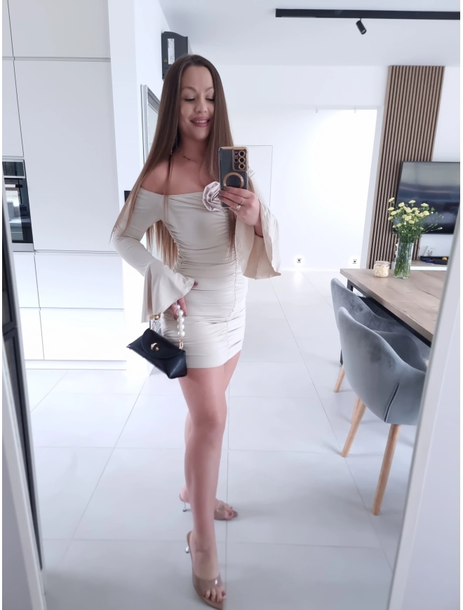 Sukienka LOV beżowa S M koktajlowa mini