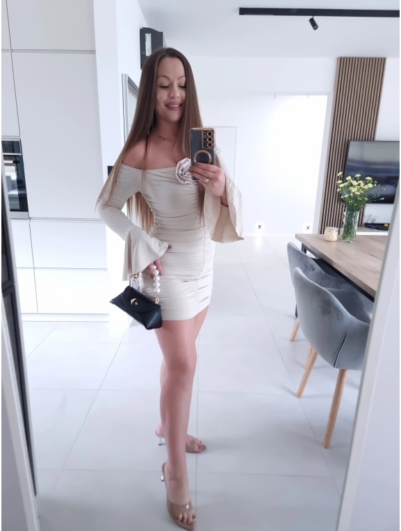 Sukienka LOV beżowa S M koktajlowa mini