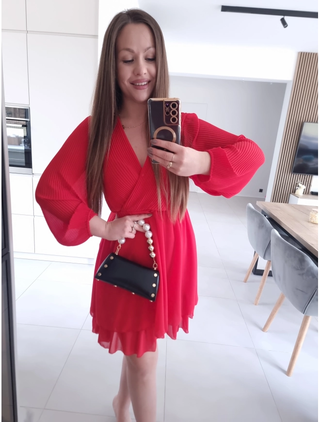 Sukienka TINA RED koktajlowa elegancka