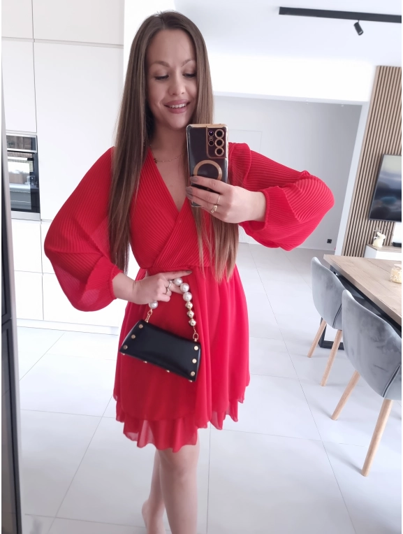 Sukienka TINA RED koktajlowa elegancka