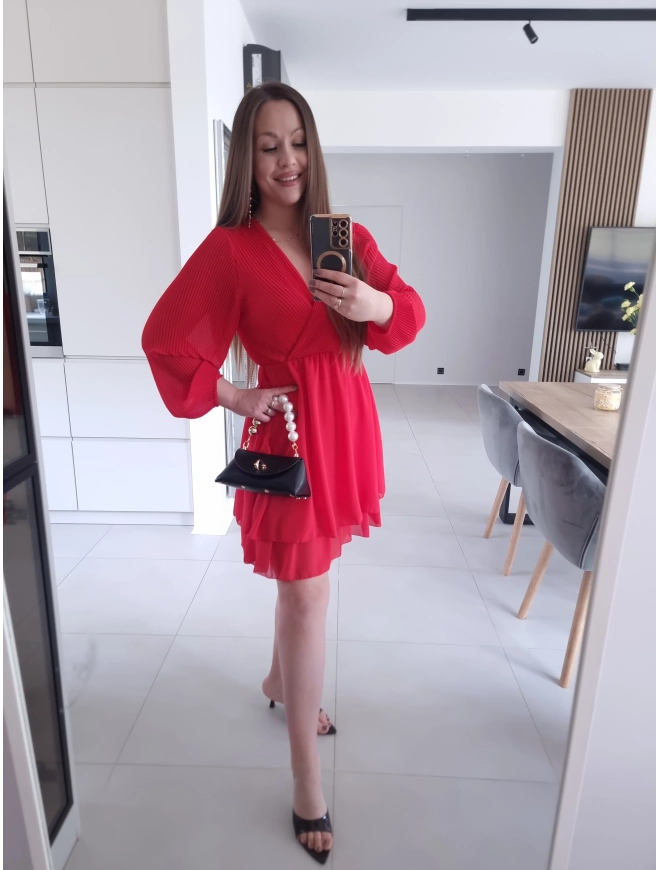 Sukienka TINA RED koktajlowa elegancka