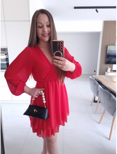 Sukienka TINA RED koktajlowa elegancka