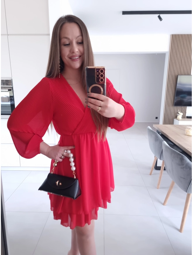 Sukienka TINA RED koktajlowa elegancka