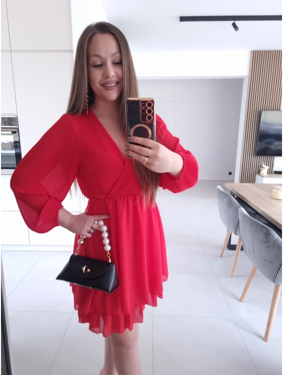 Sukienka TINA RED koktajlowa elegancka