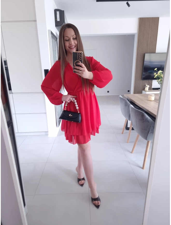 Sukienka TINA RED koktajlowa elegancka