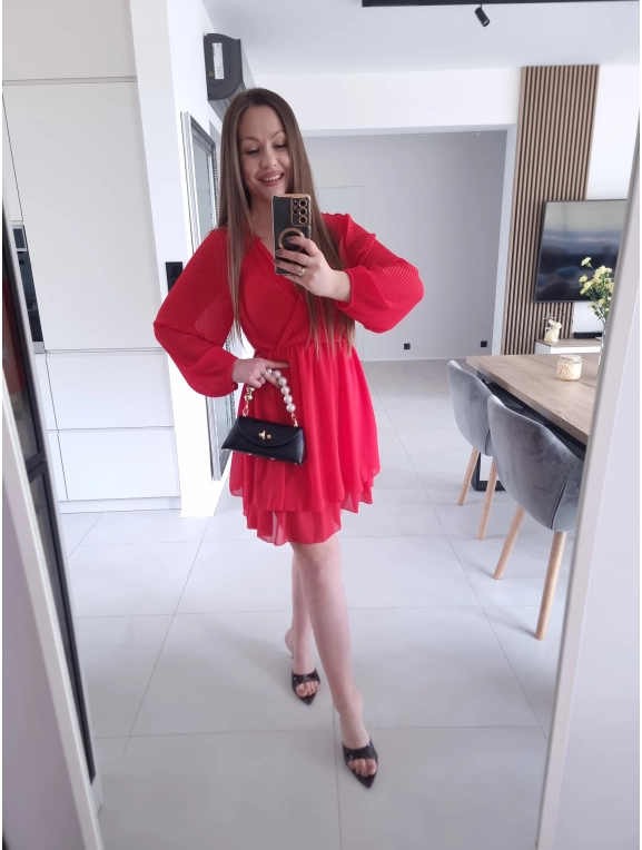 Sukienka TINA RED koktajlowa elegancka