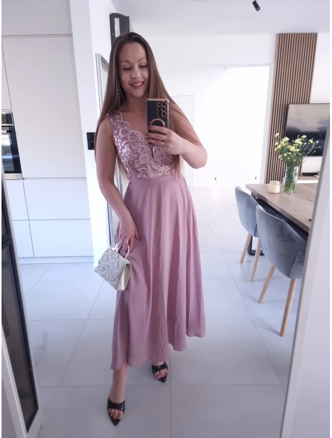 Sukienka CHARLOTTA MAXI na wesele komunie z koronką elegancka