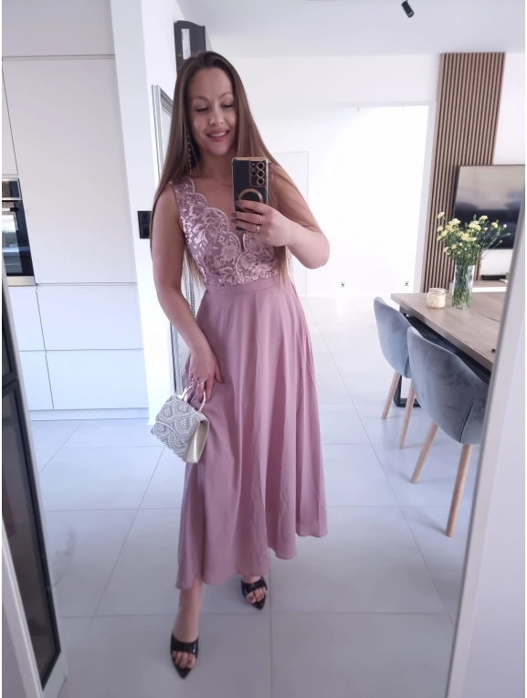 Sukienka CHARLOTTA MAXI na wesele komunie z koronką elegancka