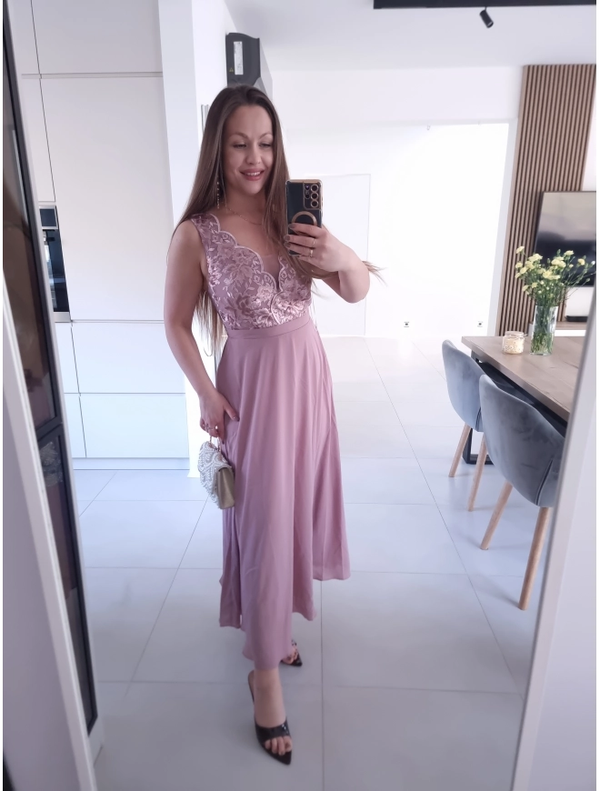 Sukienka CHARLOTTA MAXI na wesele komunie z koronką elegancka