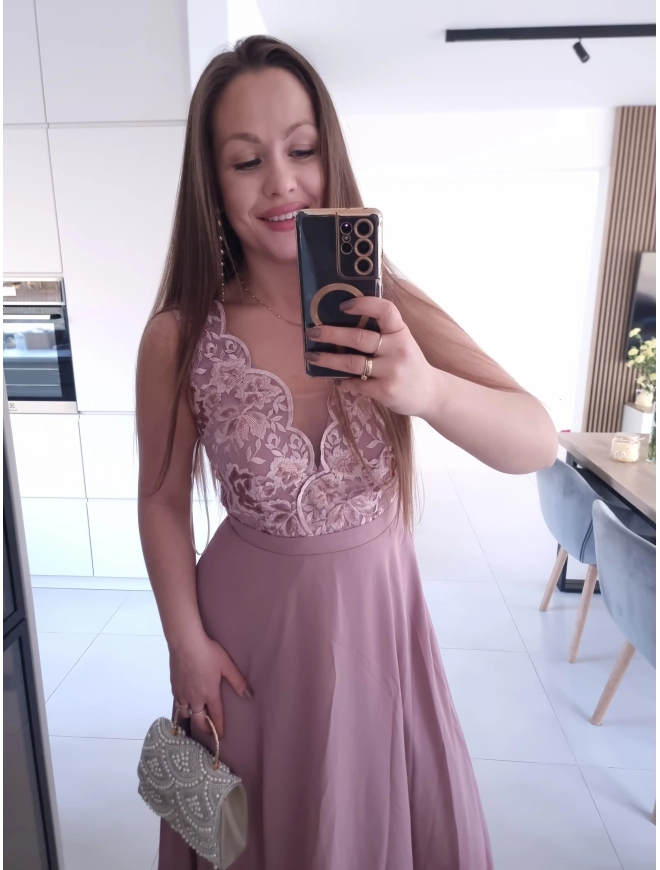 Sukienka CHARLOTTA MAXI na wesele komunie z koronką elegancka