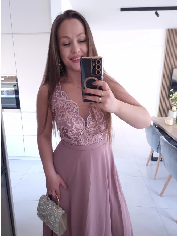 Sukienka CHARLOTTA MAXI na wesele komunie z koronką elegancka