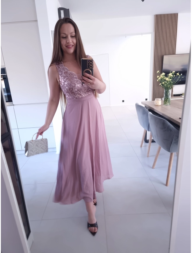 Sukienka CHARLOTTA MAXI na wesele komunie z koronką elegancka