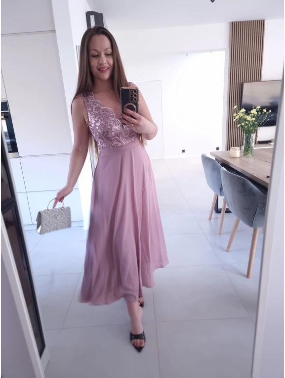 Sukienka CHARLOTTA MAXI na wesele komunie z koronką elegancka