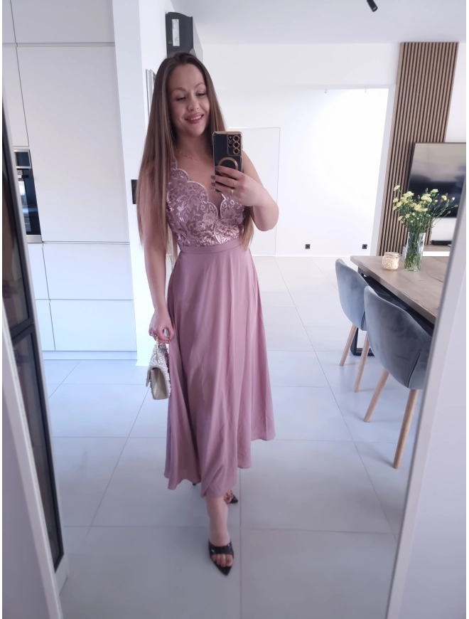 Sukienka CHARLOTTA MAXI na wesele komunie z koronką elegancka