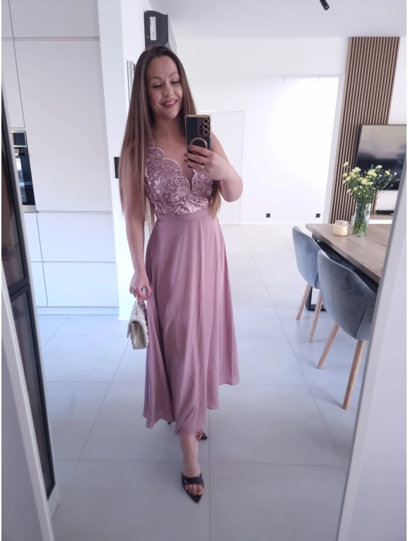 Sukienka CHARLOTTA MAXI na wesele komunie z koronką elegancka