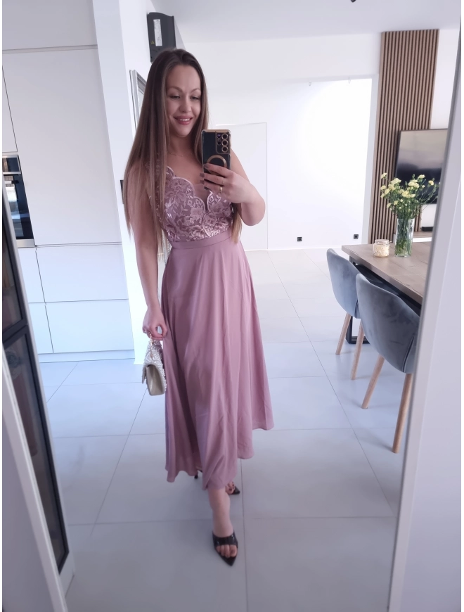 Sukienka CHARLOTTA MAXI na wesele komunie z koronką elegancka