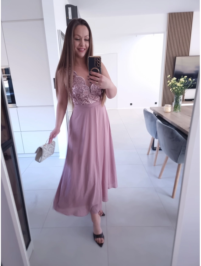 Sukienka CHARLOTTA MAXI na wesele komunie z koronką elegancka