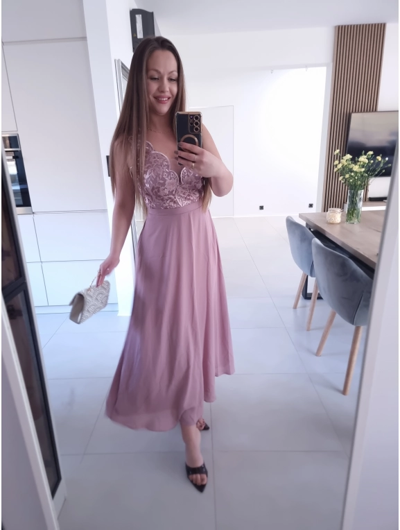 Sukienka CHARLOTTA MAXI na wesele komunie z koronką elegancka