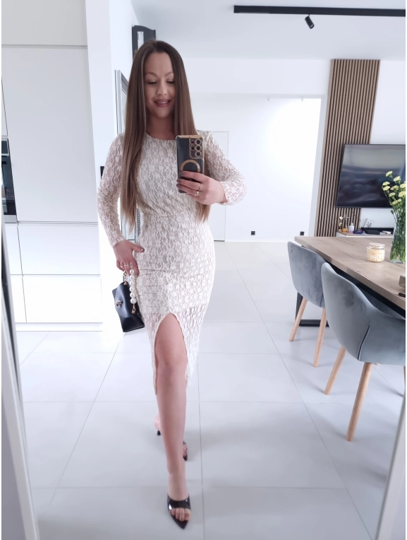 Sukienka ANASTAZJA midi koronka koktajlowa na komunie