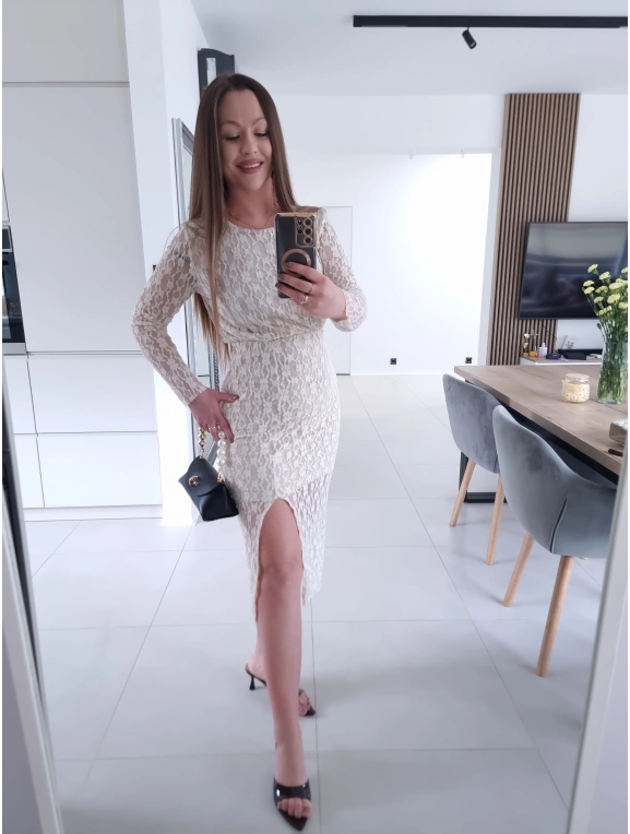 Sukienka ANASTAZJA midi koronka koktajlowa na komunie