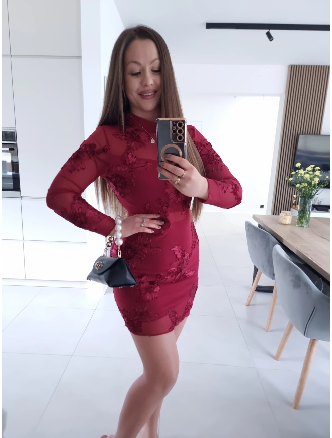 Sukienka DIANA RED siateczkowa S M L