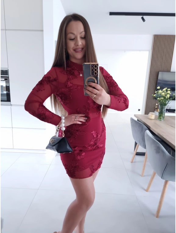 Sukienka DIANA RED siateczkowa S M L