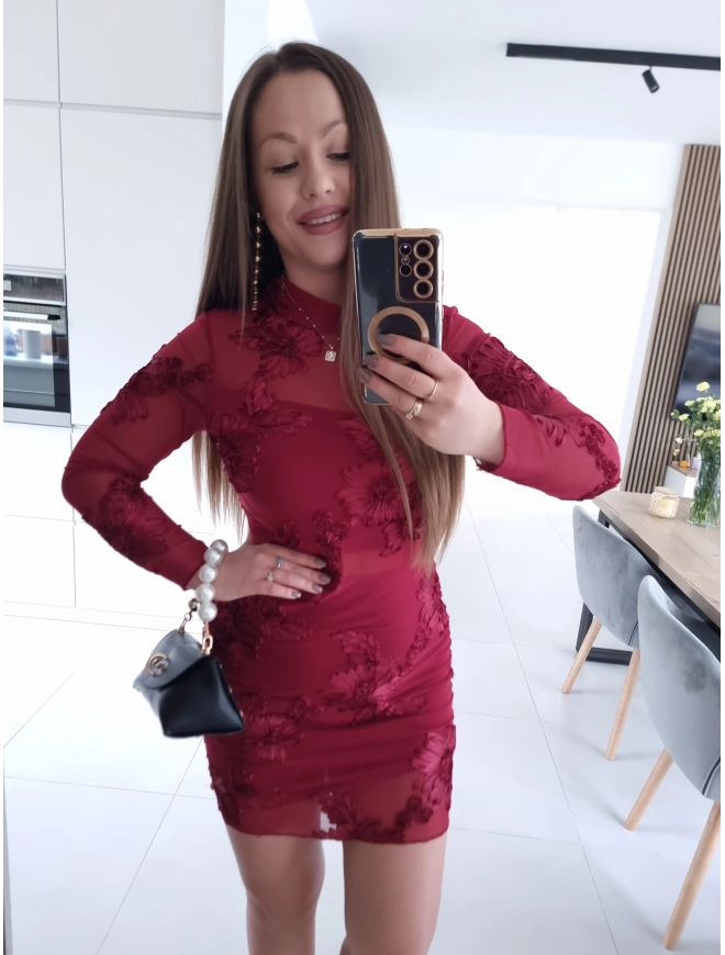 Sukienka DIANA RED siateczkowa S M L