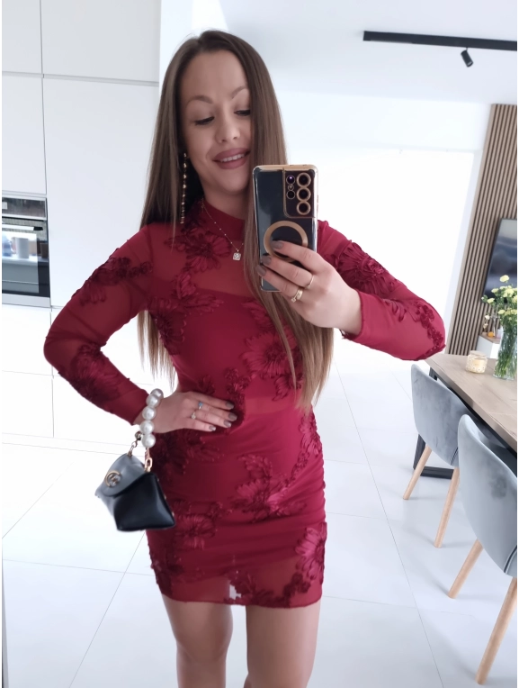 Sukienka DIANA RED siateczkowa S M L