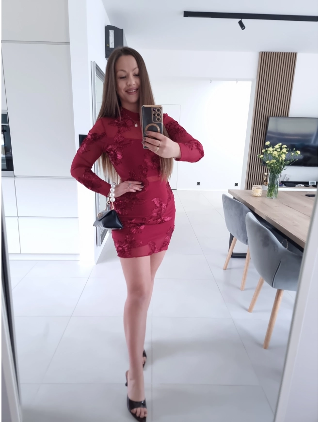 Sukienka DIANA RED siateczkowa S M L