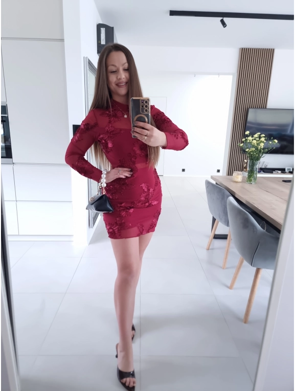 Sukienka DIANA RED siateczkowa S M L