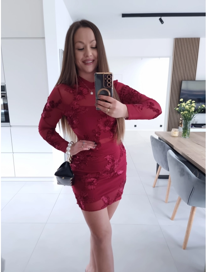 Sukienka DIANA RED siateczkowa S M L