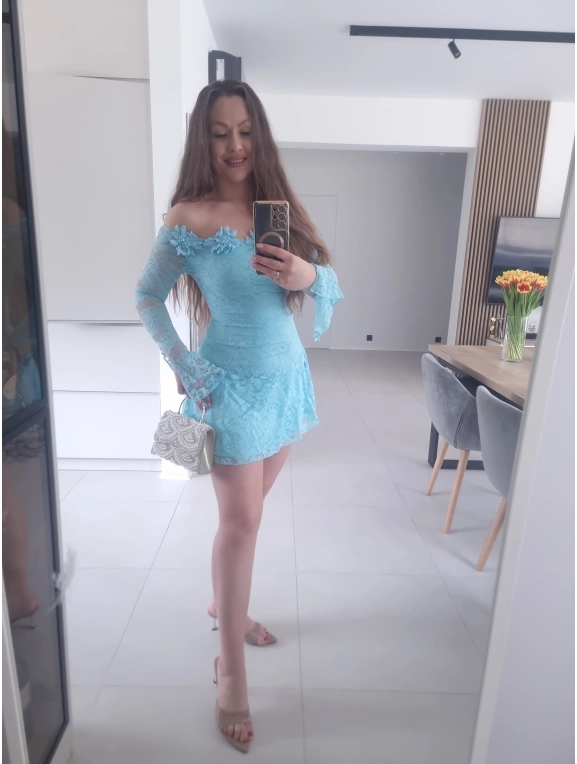 Sukienka ECLET koronkowa błękit koktajlowa