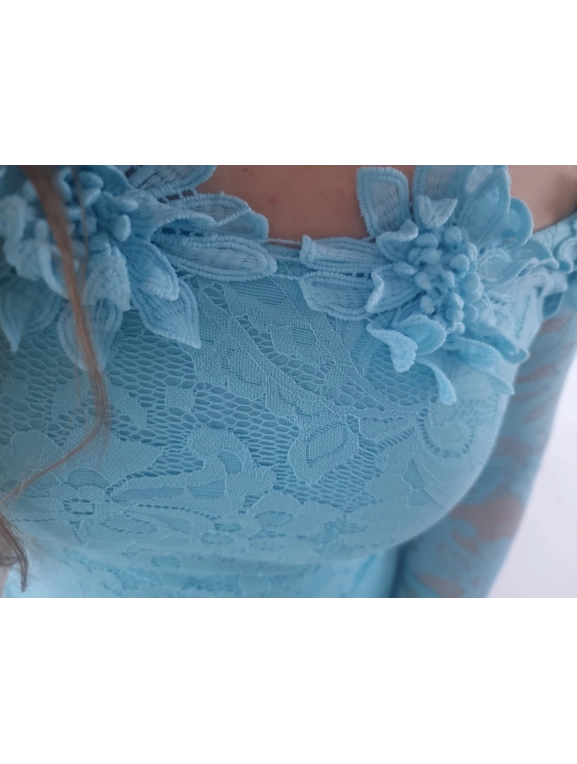 Sukienka ECLET koronkowa błękit koktajlowa
