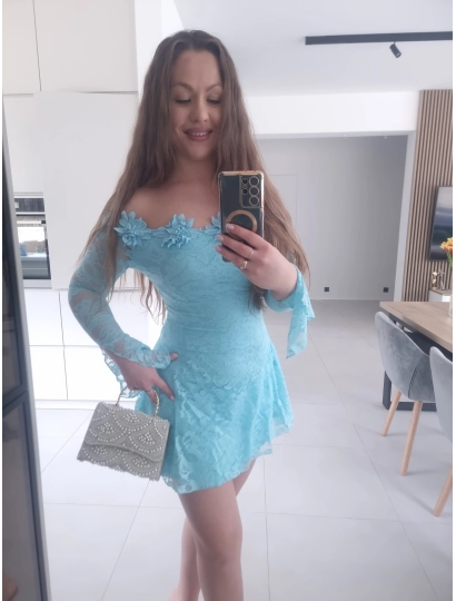 Sukienka ECLET koronkowa błękit koktajlowa