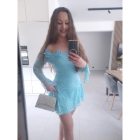 Sukienka ECLET koronkowa błękit koktajlowa