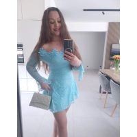 Sukienka ECLET koronkowa błękit koktajlowa