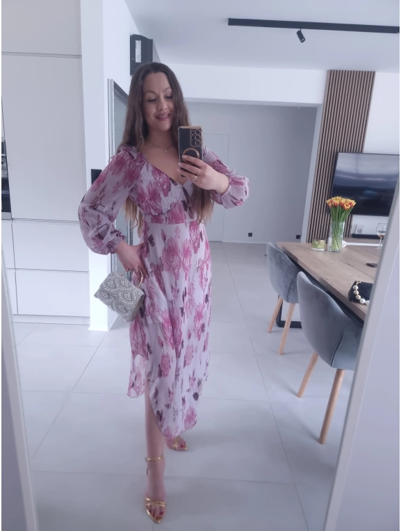 Sukienka OLIVIA MIDI  koktajlowa w kwiaty