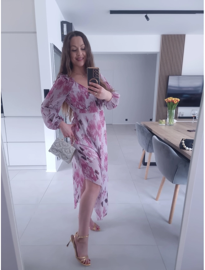 Sukienka OLIVIA MIDI  koktajlowa w kwiaty