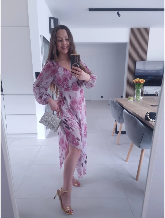 Sukienka OLIVIA MIDI  koktajlowa w kwiaty