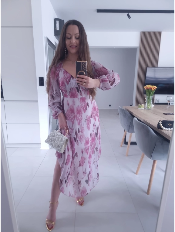 Sukienka OLIVIA MIDI  koktajlowa w kwiaty