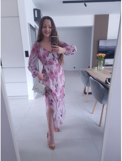 Sukienka OLIVIA MIDI  koktajlowa w kwiaty