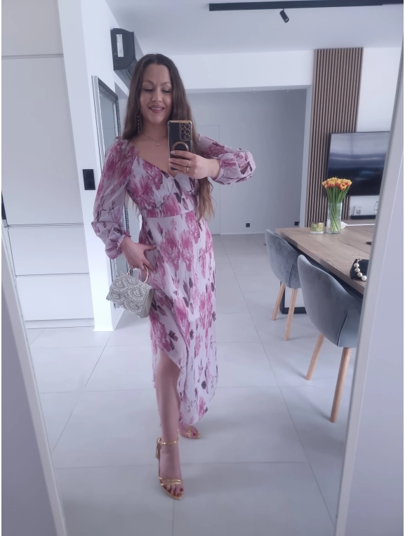 Sukienka OLIVIA MIDI  koktajlowa w kwiaty