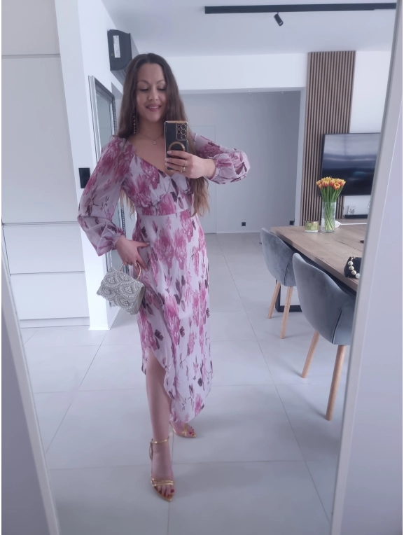 Sukienka OLIVIA MIDI  koktajlowa w kwiaty