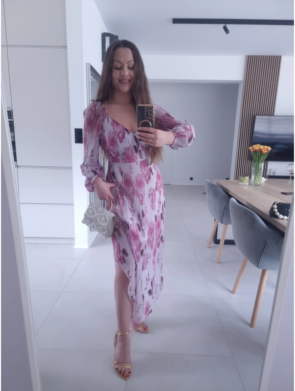 Sukienka OLIVIA MIDI  koktajlowa w kwiaty