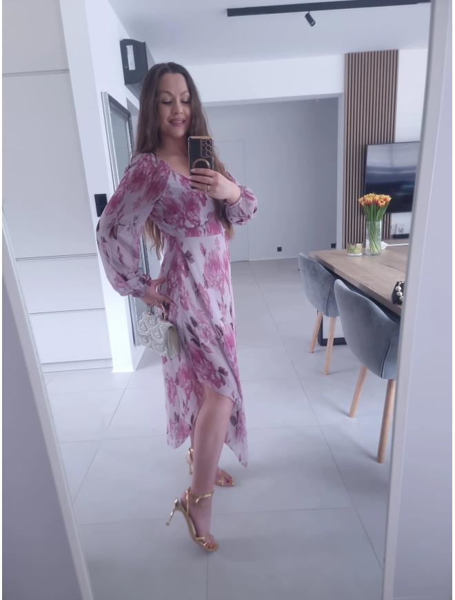 Sukienka OLIVIA MIDI  koktajlowa w kwiaty